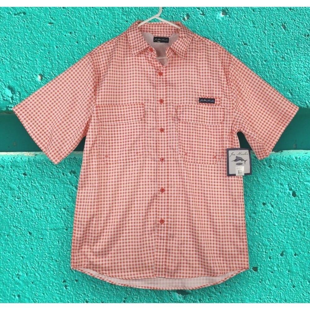 Joe Marlin orange White Striped Vented Shirt Men's Size XL PIT TO PIT 26 IN NWT